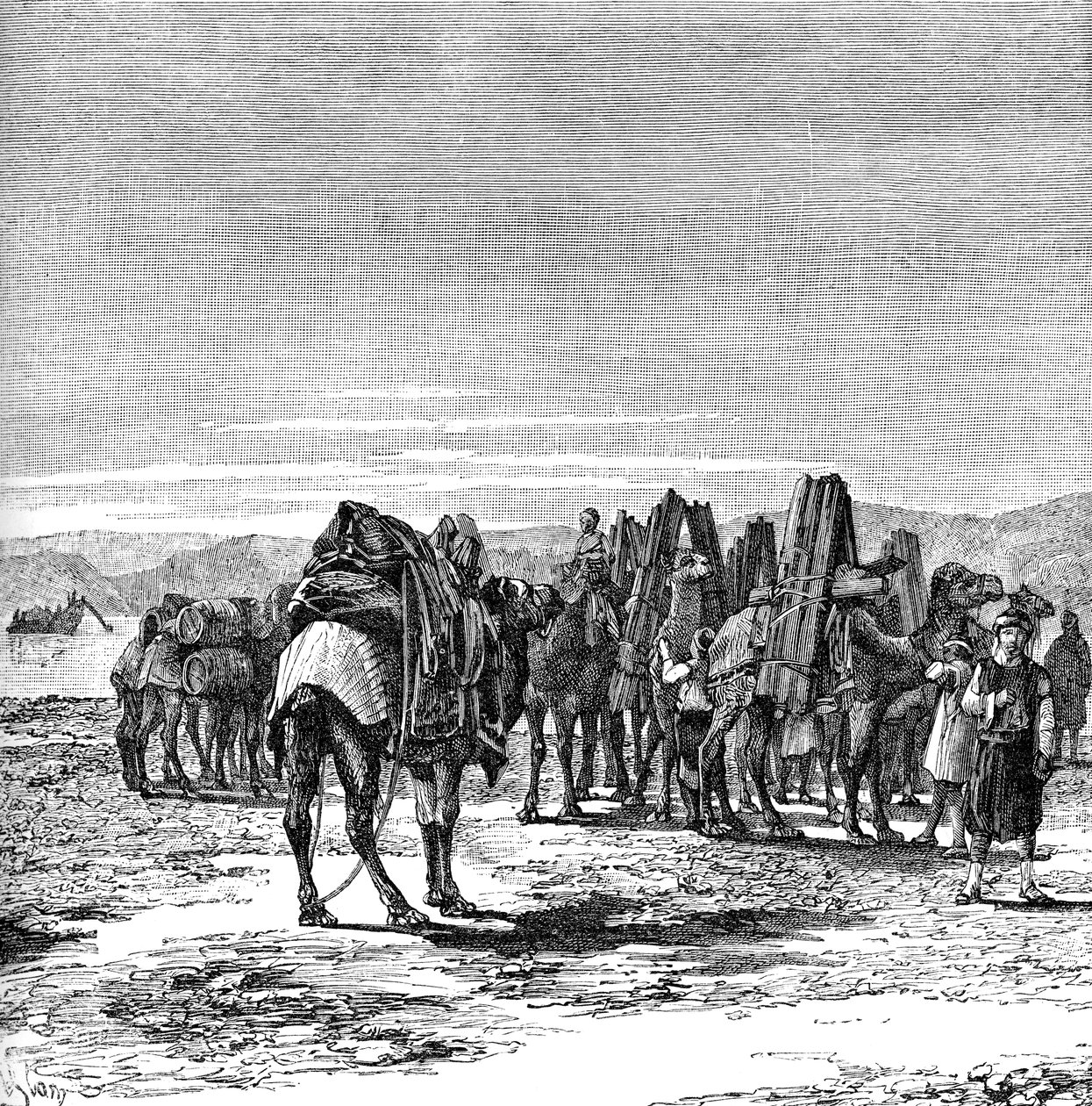 यूफ्रेट्स, 1895 के तट पर एक कारवां द्वारा अज्ञात