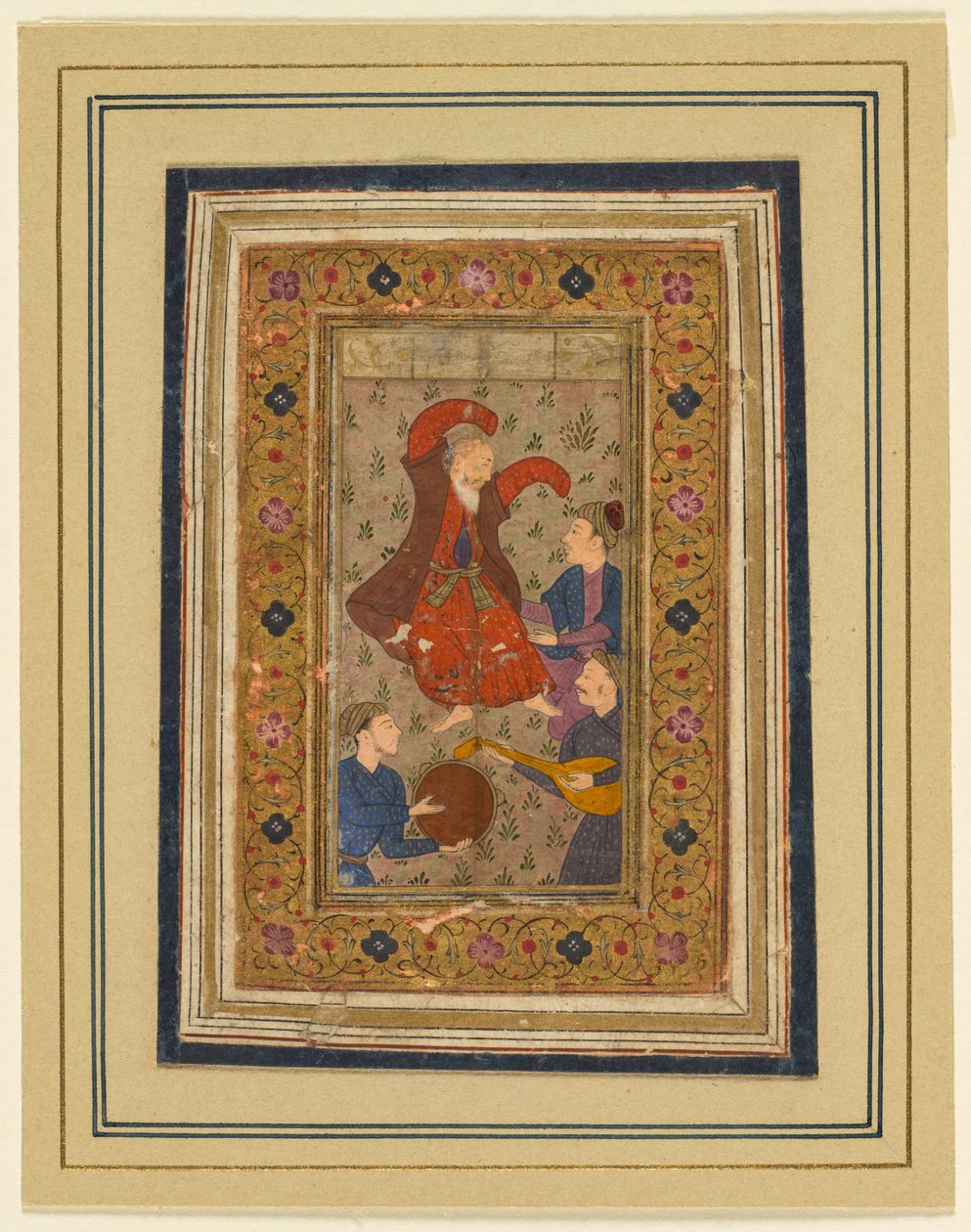 एक नाचती हुई दरवेश और तीन संगीतकारपेरियन, 1555-1591, 1637। द्वारा अज्ञात