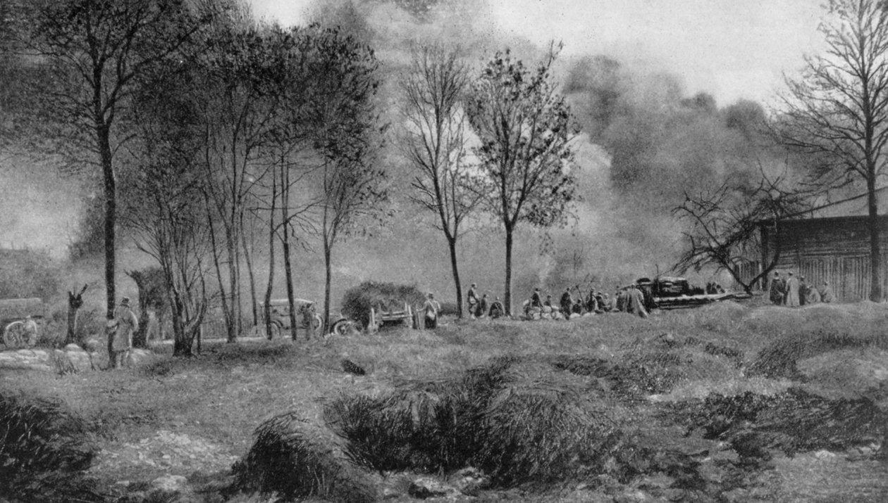 जर्मन आग लगाने वाले बमों से एक खेत, Artois, फ्रांस, प्रथम विश्व युद्ध, 1915 द्वारा अज्ञात