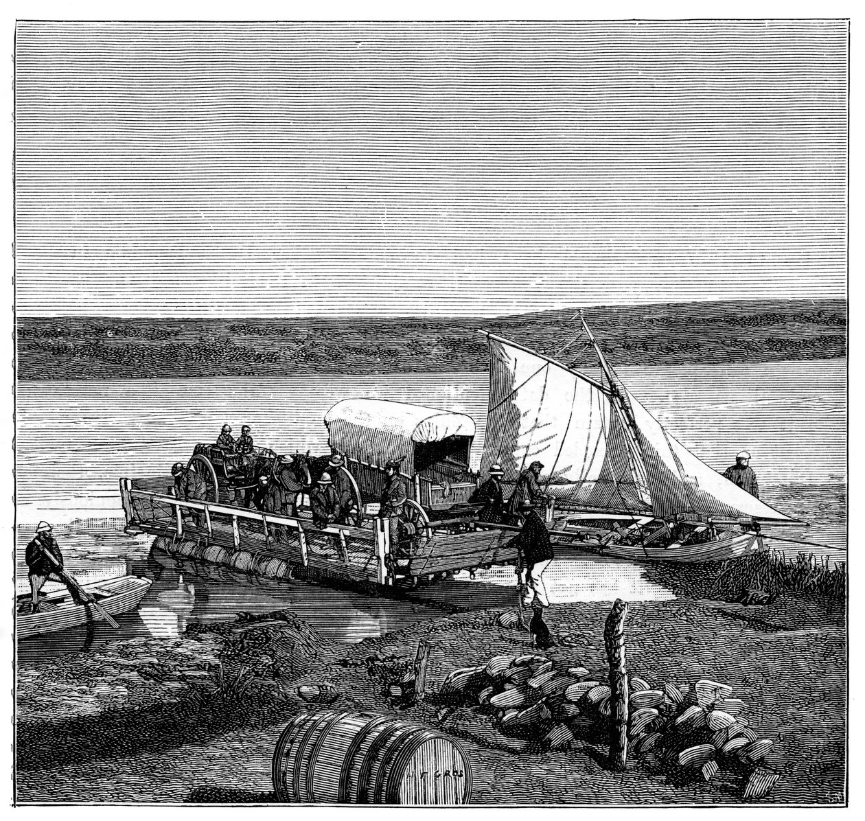 वाल नदी पर एक घाट, ट्रांसवाल, दक्षिण अफ्रीका, c1890 द्वारा अज्ञात