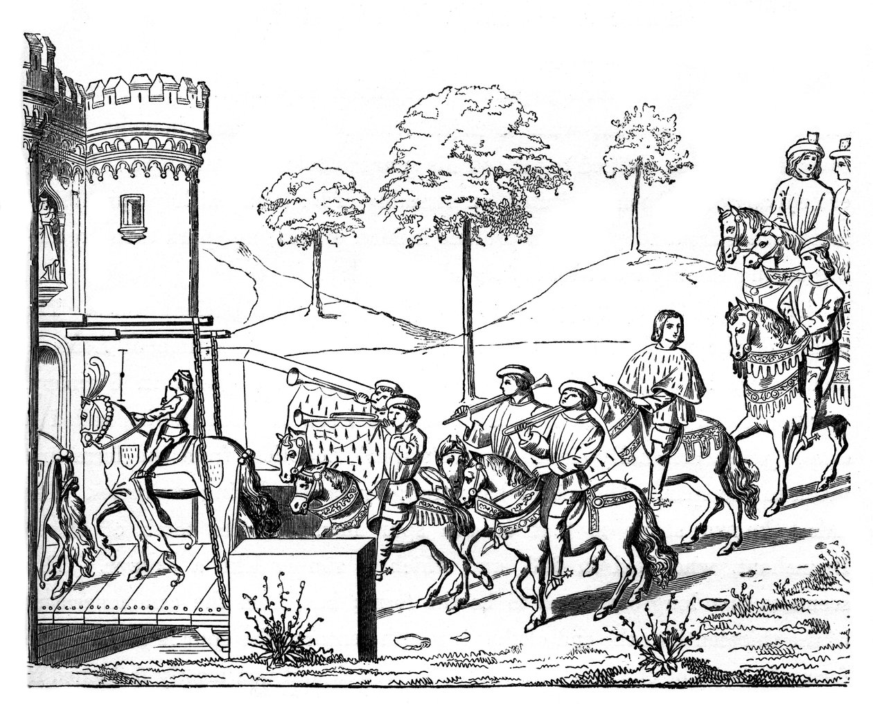 सूचियों में प्रवेश करने वाला एक शूरवीर, c1460-1465, 1870 द्वारा अज्ञात