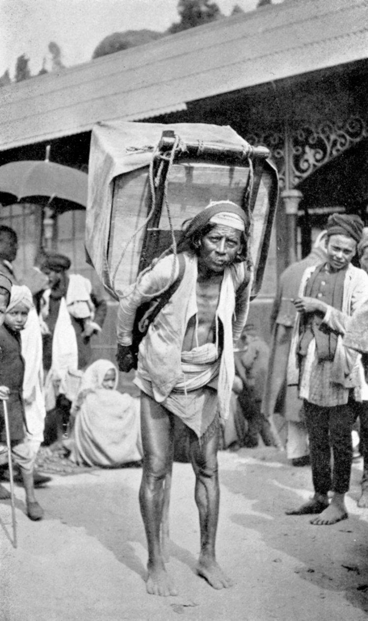 चाय, दार्जिलिंग, पश्चिम बंगाल, भारत में एक मजदूर, c1910 द्वारा अज्ञात