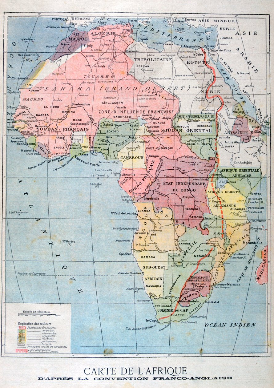 एंग्लो-फ्रेंच कन्वेंशन, 1899 के बाद अफ्रीका का नक्शा द्वारा अज्ञात