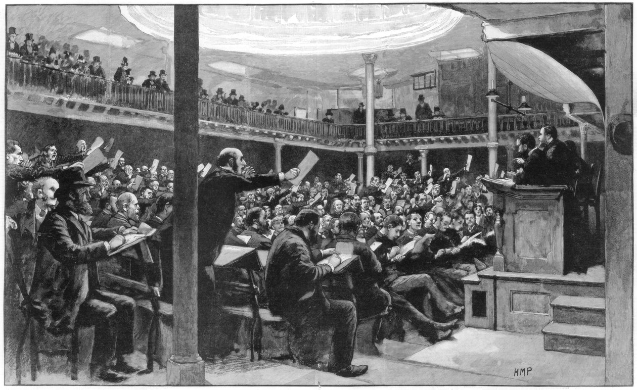 ऊन एक्सचेंज, कोलमैन स्ट्रीट, लंदन, 1889 में औपनिवेशिक ऊन की बिक्री द्वारा अज्ञात