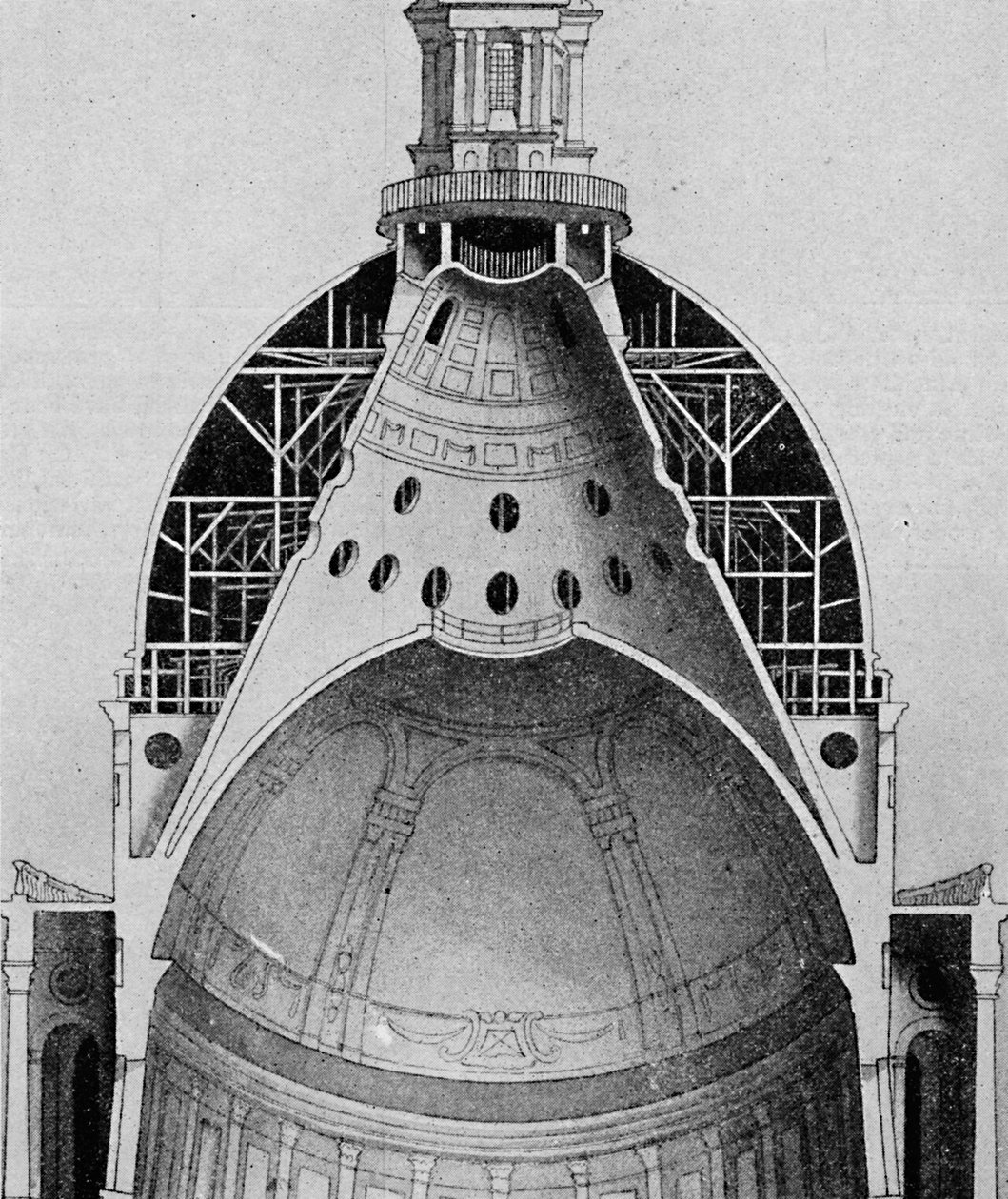 सर क्रिस्टोफर का एक अनुभागीय ड्राइंग महान गुंबद, c1934 द्वारा अज्ञात