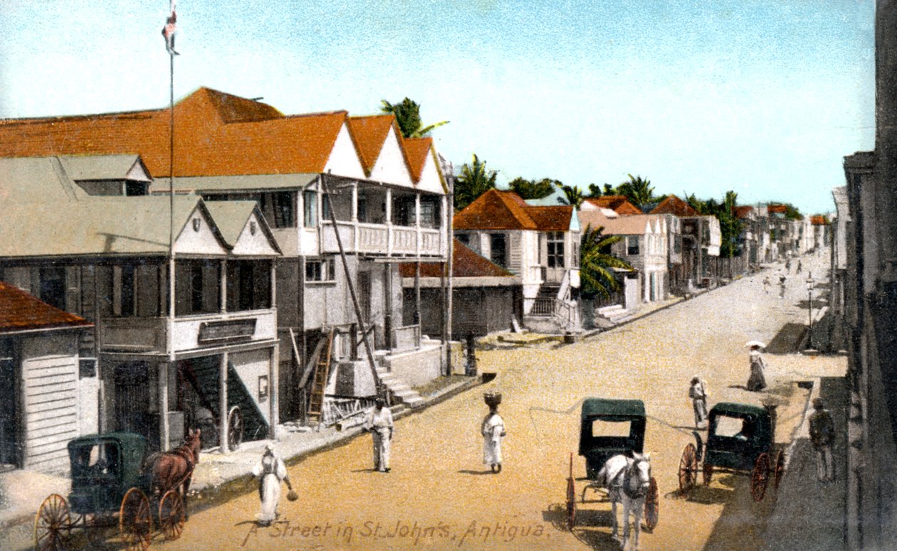 सेंट जॉन्स, एंटीगुआ में एक सड़क, c1900s द्वारा अज्ञात