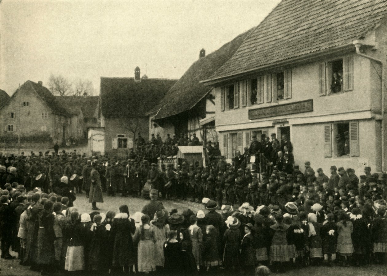 अलसैस के एक गांव में फ्रांसीसी सैनिकों, प्रथम विश्व युद्ध, c1915, c1920 का कब्जा है। द्वारा अज्ञात