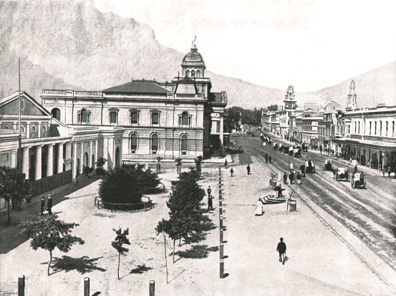 Adderley Street, वाणिज्यिक विनिमय और मानक बैंक, केप टाउन, दक्षिण अफ्रीका, 1895 के साथ। द्वारा अज्ञात