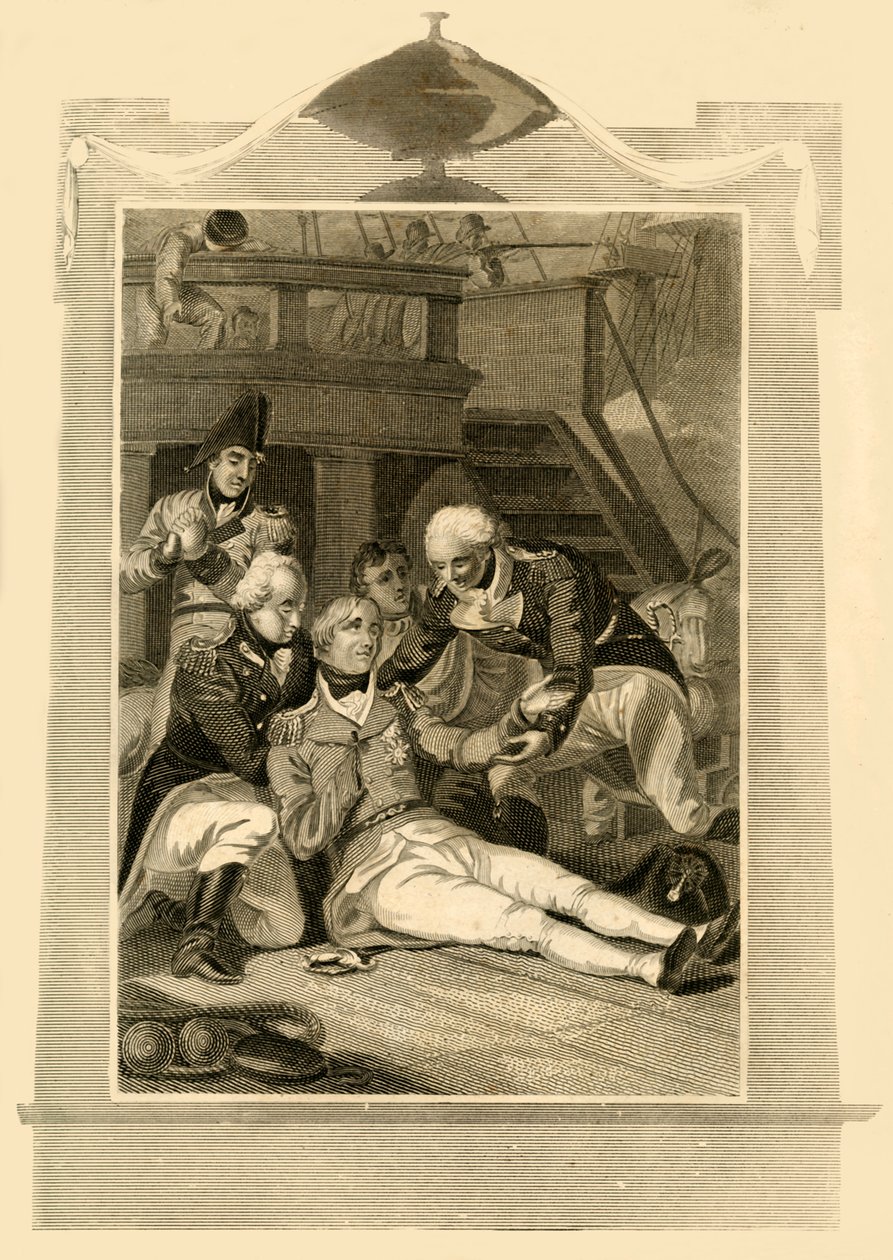 एडमिरल लॉर्ड नेल्सन ने ट्राफलगर, 1805, 1816 की लड़ाई में विजय पर बुरी तरह से घायल कर दिया। द्वारा अज्ञात