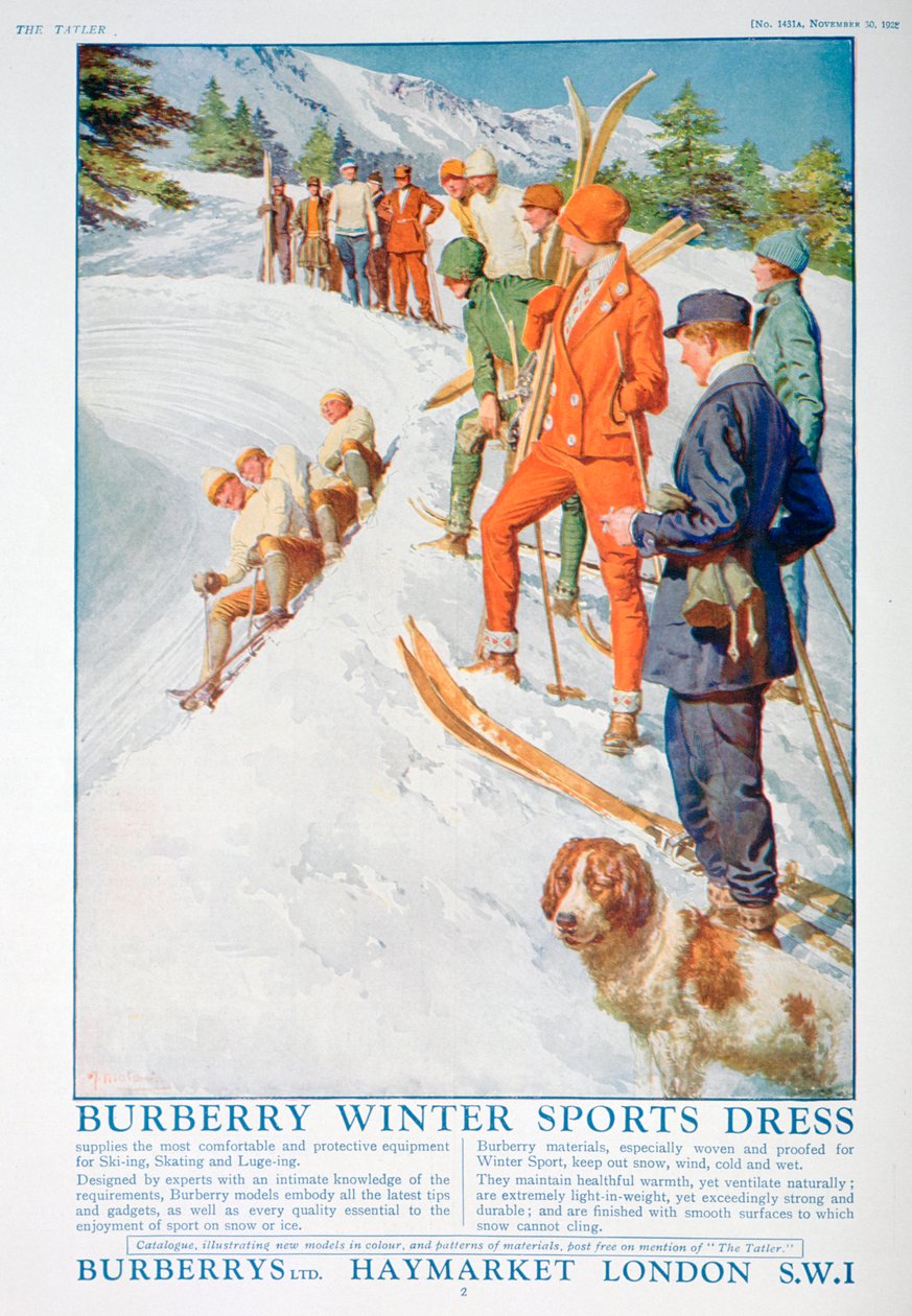 बरबरी विंटर स्पोर्ट्स ड्रेस के लिए विज्ञापन, 1928 द्वारा अज्ञात