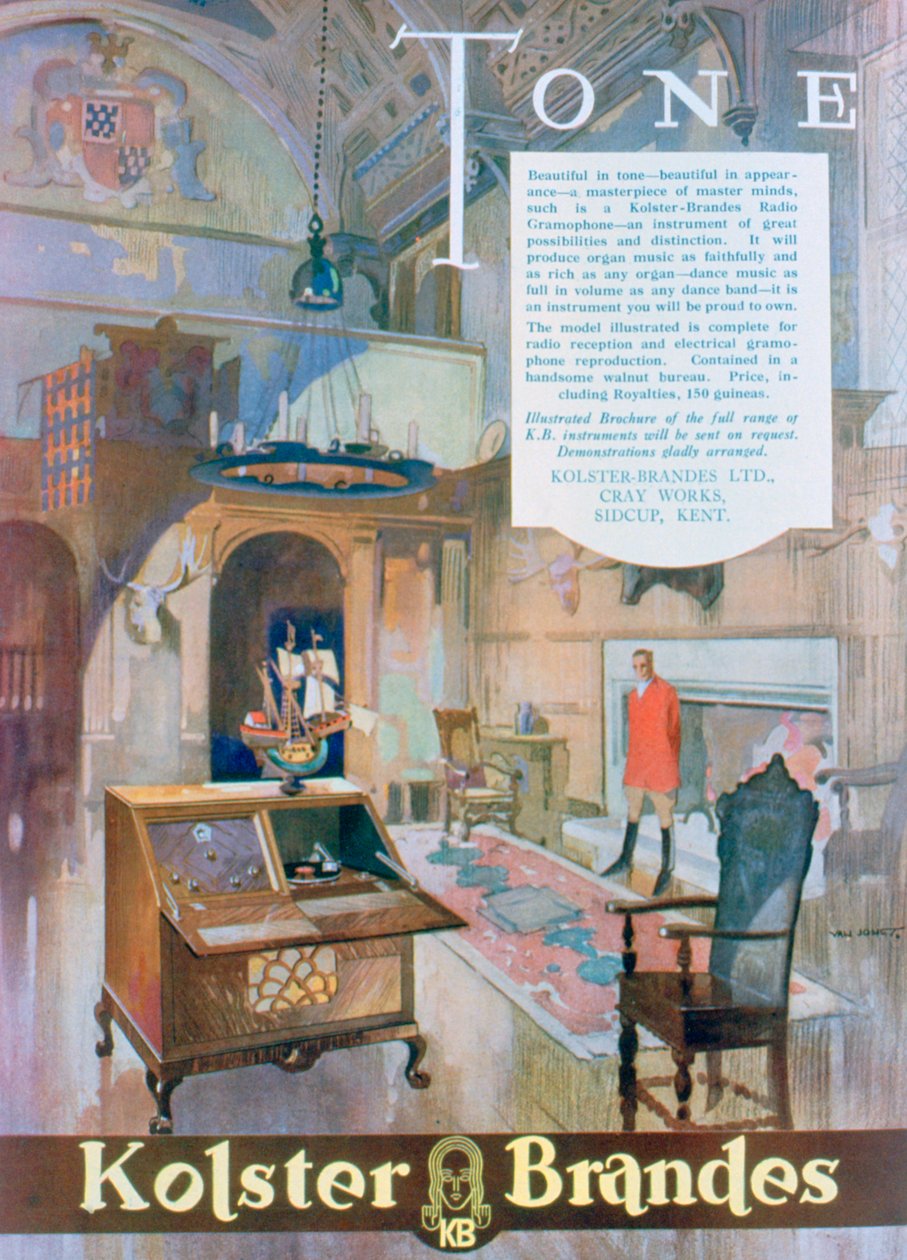 कोलस्टर ब्रैंड्स रेडियो ग्रामोफोन के लिए विज्ञापन, 1930 द्वारा अज्ञात