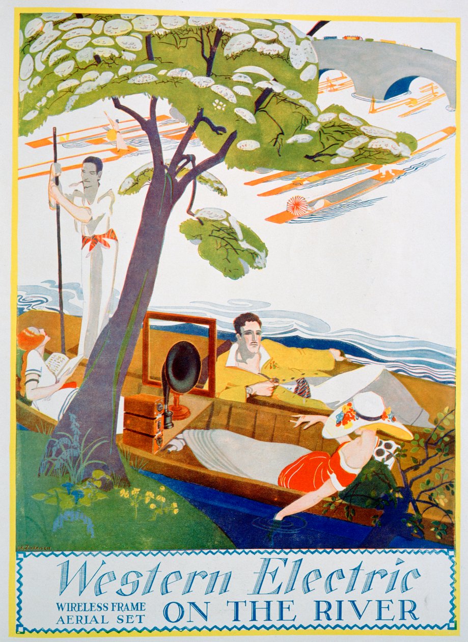 वेस्टर्न इलेक्ट्रिक कंपनी वायरलेस फ्रेम एरियल सेट, 1923 के लिए विज्ञापन जारी करें द्वारा अज्ञात