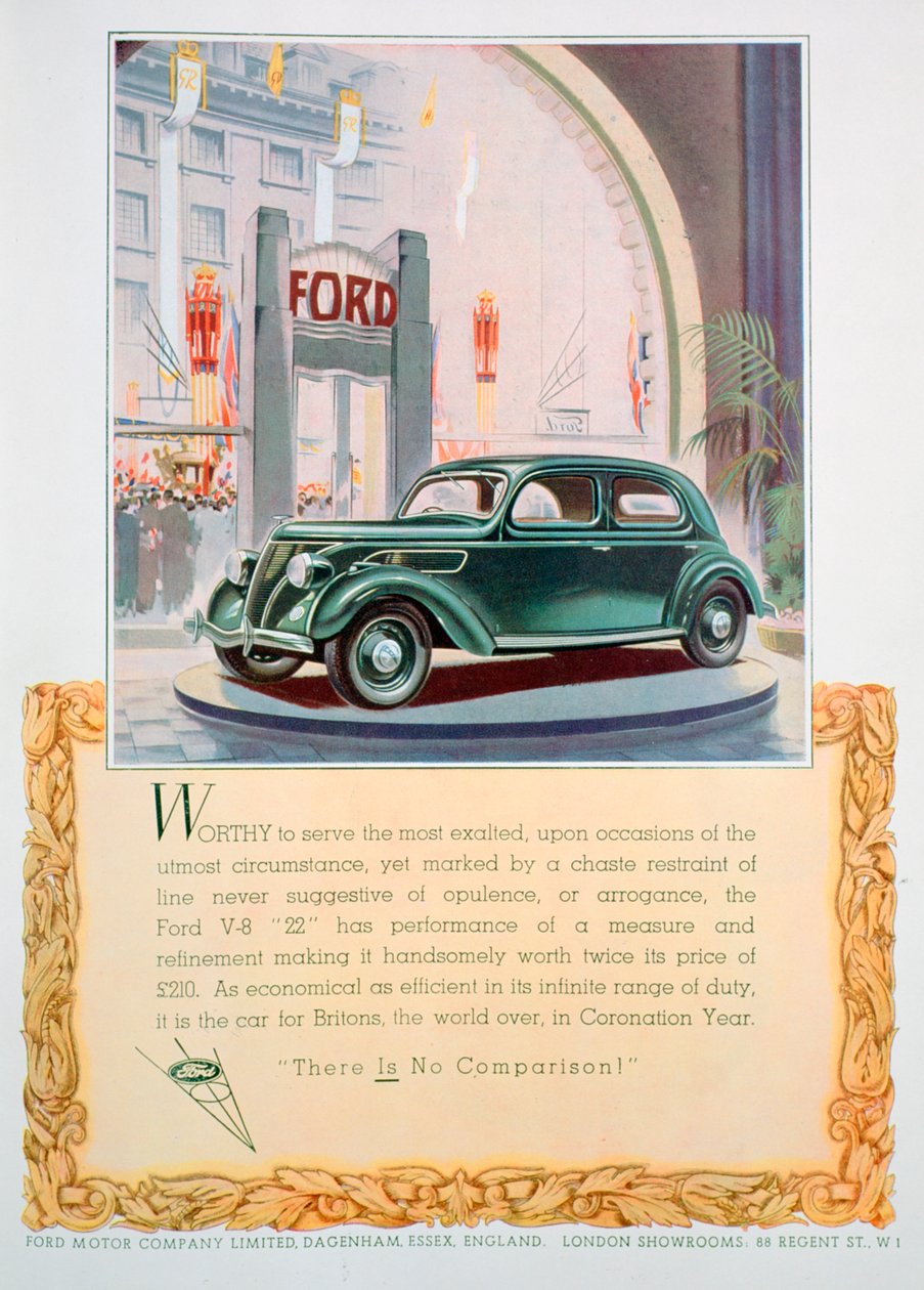 फोर्ड V8 22 मोटर कार के लिए विज्ञापन, 1937 द्वारा अज्ञात