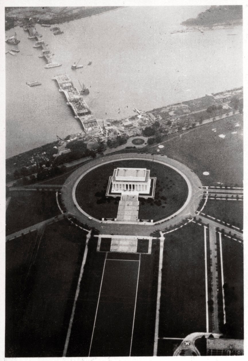 लिंकन मेमोरियल, वाशिंगटन डीसी, यूएसए का हवाई दृश्य, एक ज़ेपेलिन, 1928 1933 से द्वारा अज्ञात