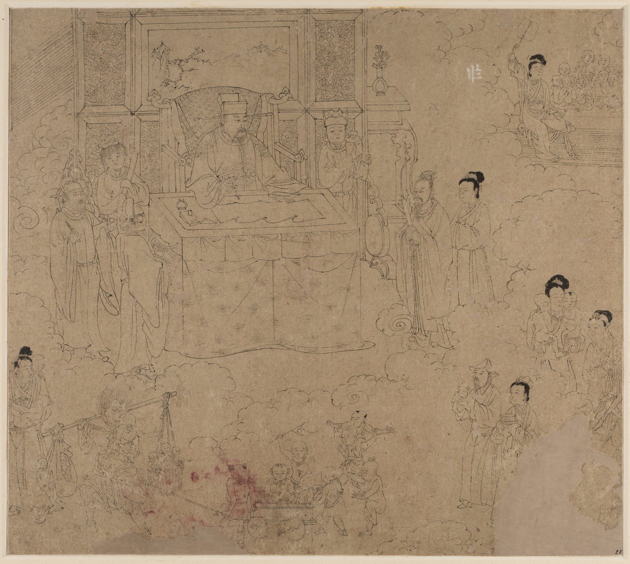 दाओवादी और बौद्ध विषयों का एल्बम: किंग्स ऑफ़ हेल्स: लीफ 28, 1200s। द्वारा अज्ञात