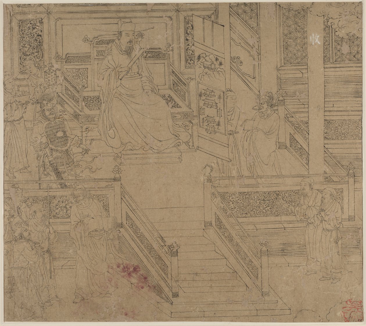 दाओवादी और बौद्ध विषयों का एल्बम: किंग्स ऑफ़ हेल्स: लीफ 29, 1200s। द्वारा अज्ञात