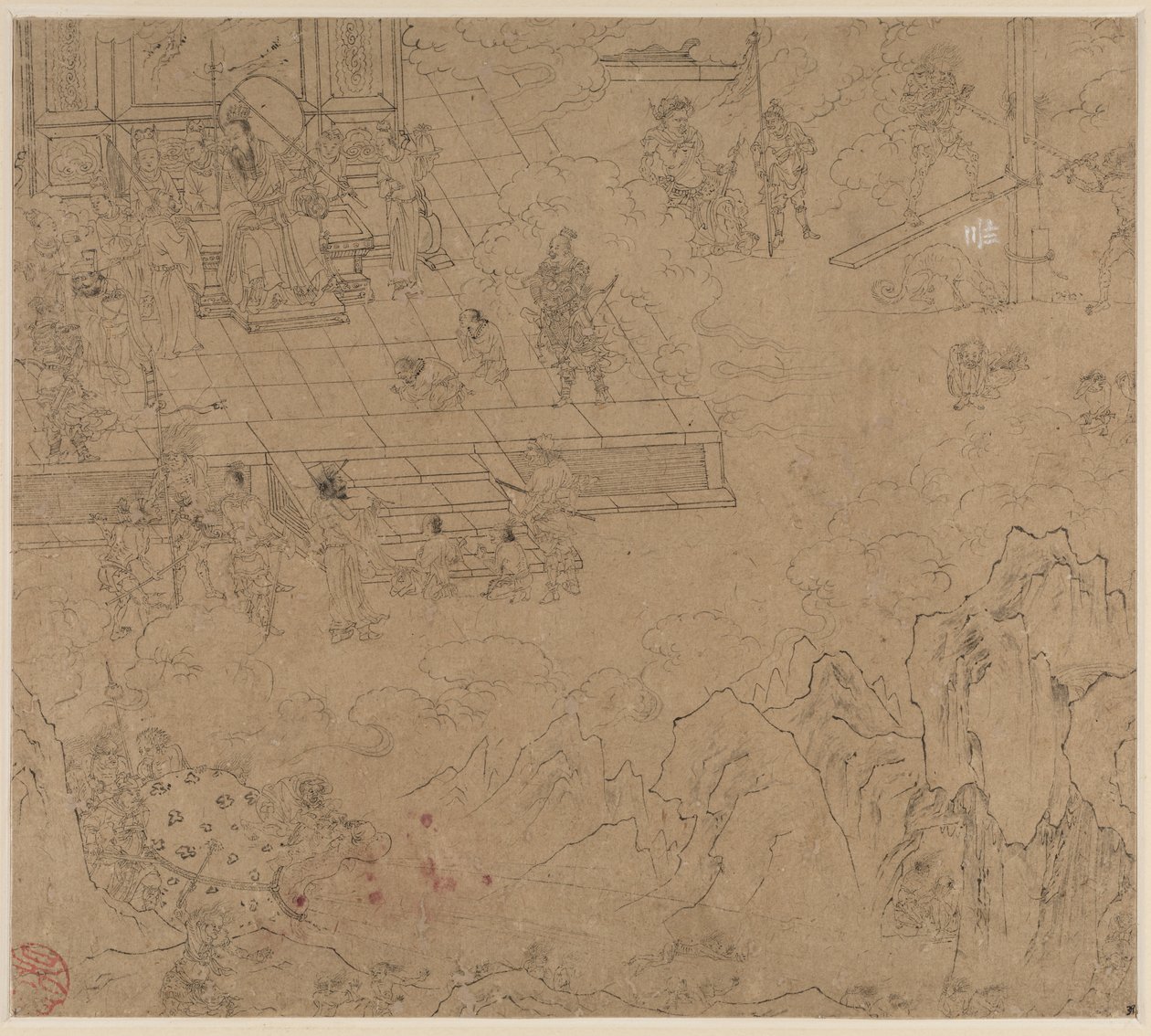 दाओवादी और बौद्ध विषयों का एल्बम: किंग्स ऑफ़ हेल्स: लीफ 39, 1200s। द्वारा अज्ञात