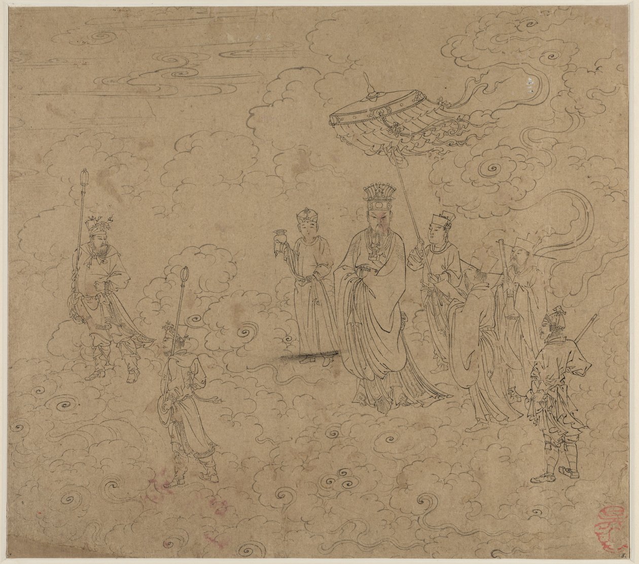 दाओवादी और बौद्ध विषयों का एल्बम: दाओवादी देवताओं का जुलूस: पत्ता 8, 1200s। द्वारा अज्ञात