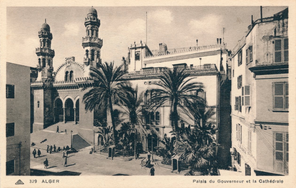 अल्जीयर्स - गवर्नर पैलेस और कैथेड्रल, c1900 द्वारा अज्ञात
