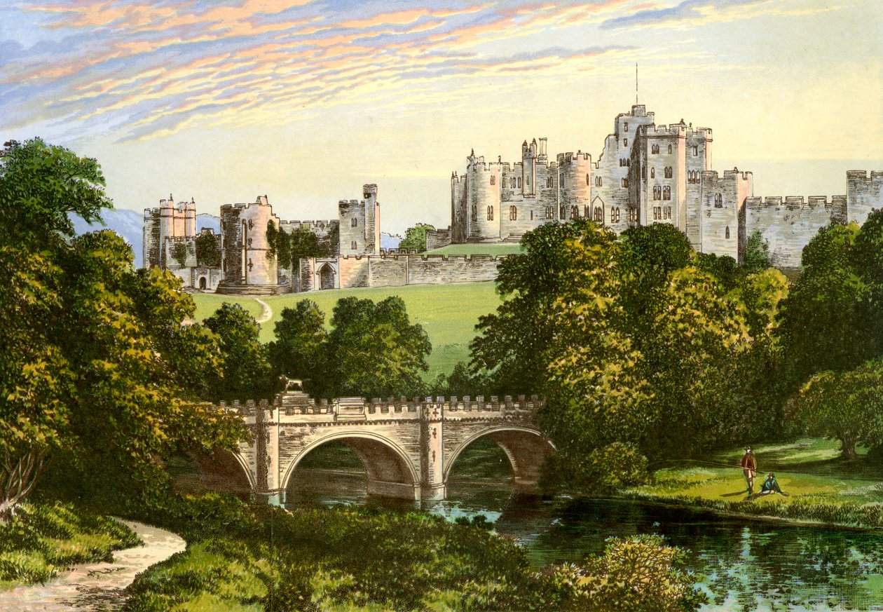Alnwick Castle, Northumberland, ड्यूक ऑफ नॉर्थम्बरलैंड का घर, c1880 द्वारा अज्ञात