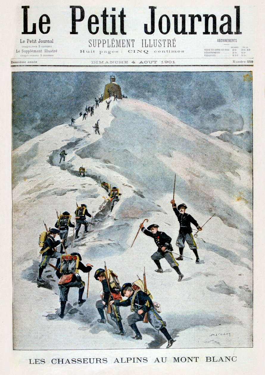 मोंट ब्लांक पर अल्पाइन शिकारी, 1901 द्वारा अज्ञात