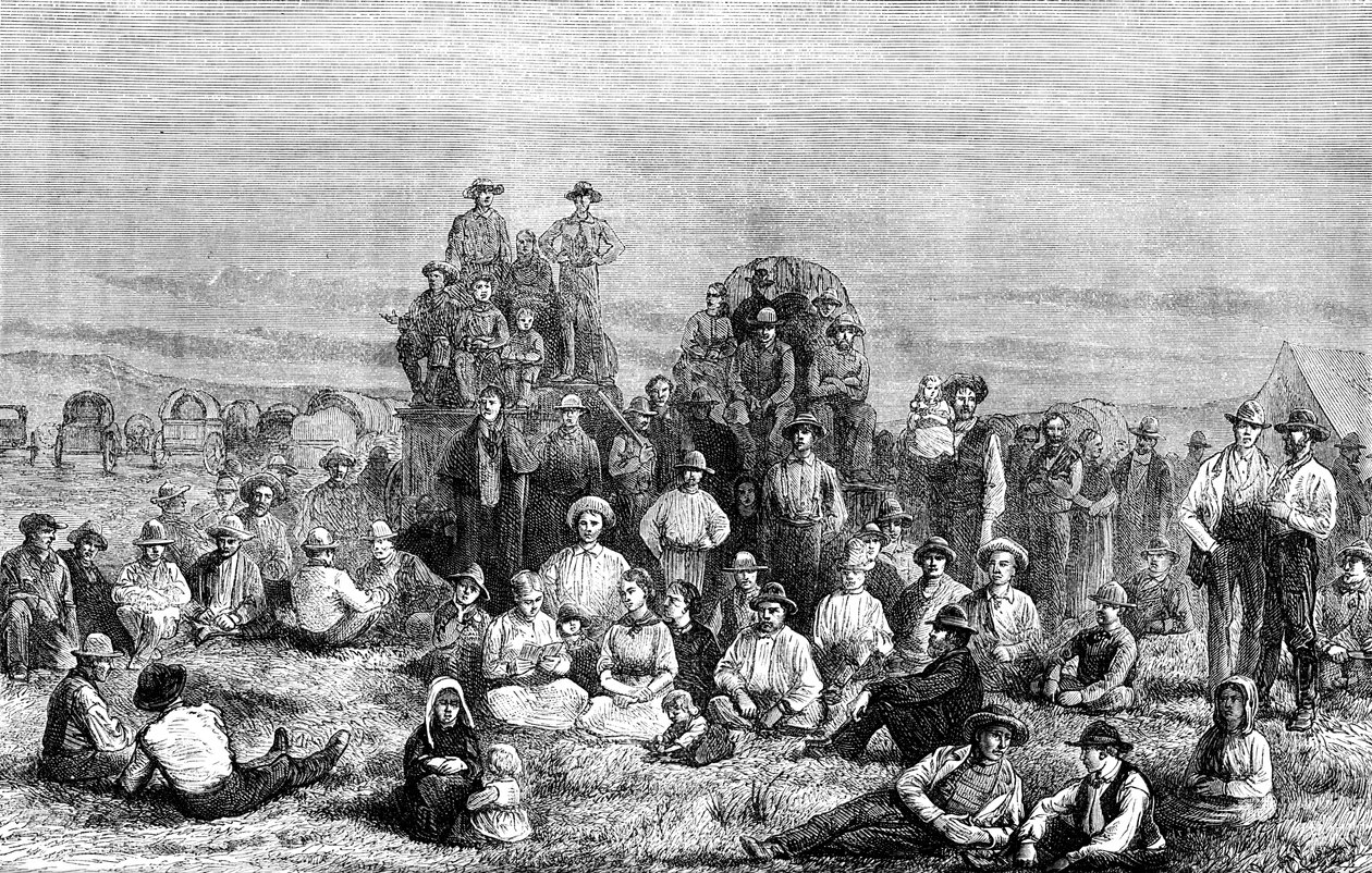 मॉर्मन का एक अभिसरण रेगिस्तान में परिवर्तित हो जाता है, c1846 c1880 द्वारा अज्ञात