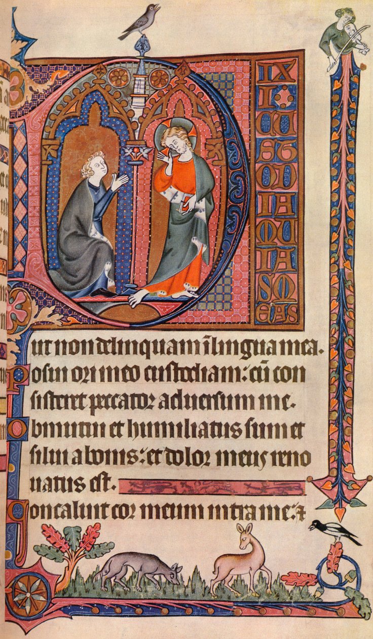 Vaux-Bardolf Psalter का एक प्रबुद्ध पृष्ठ, c1310, 1937 द्वारा अज्ञात