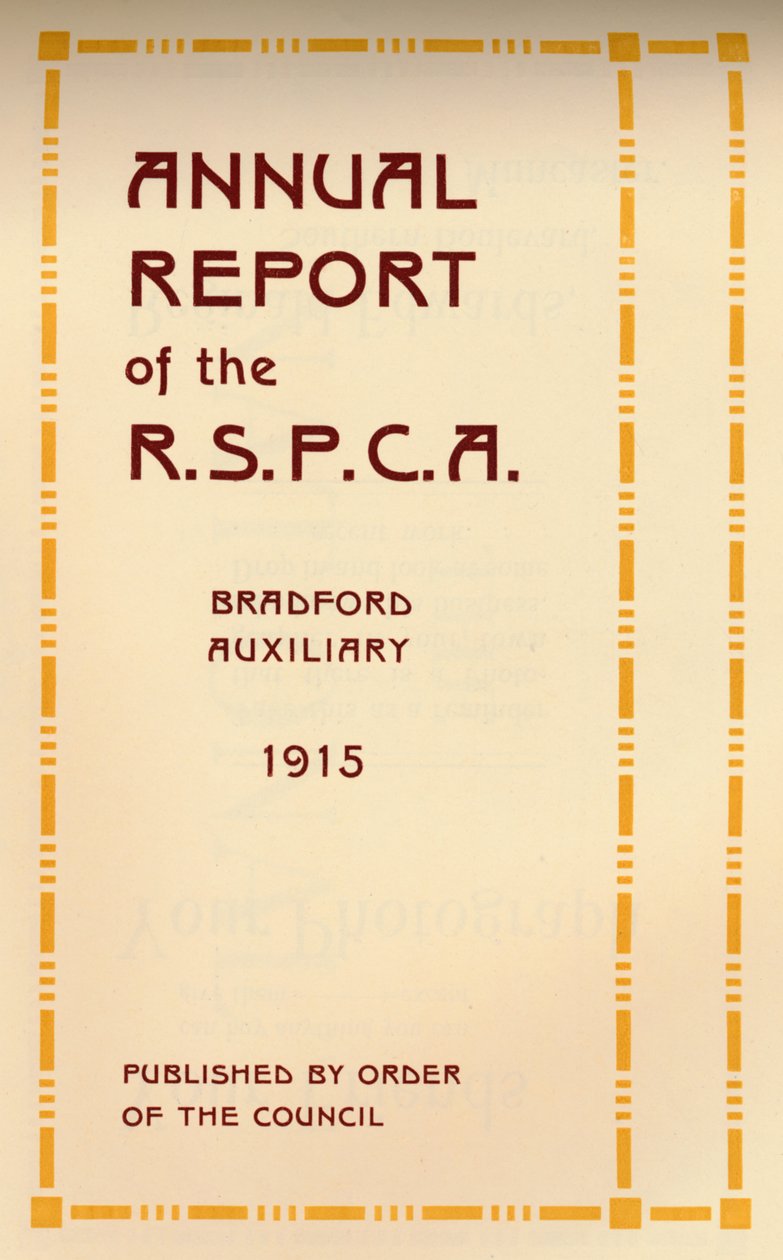 RSPCA, 1916 की वार्षिक रिपोर्ट द्वारा अज्ञात