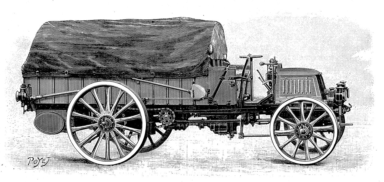 डेमलर द्वारा सेना का ट्रक, 4 सिलेंडर 12 hp इंजन, 1904 के साथ द्वारा अज्ञात