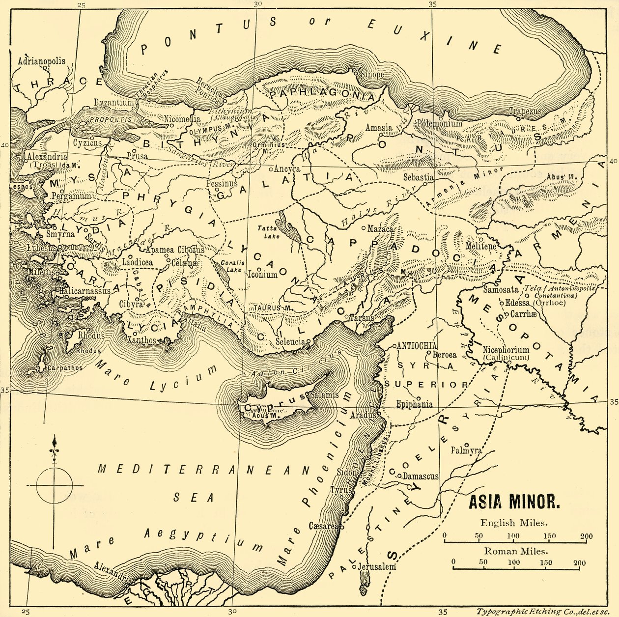 एशिया माइनर - मानचित्र, 1890। द्वारा अज्ञात