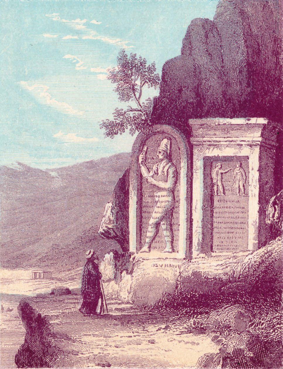 नाहर अल केल्ब या डॉग नदी पर असीरियन मूर्तिकला, c19 वीं शताब्दी। द्वारा अज्ञात