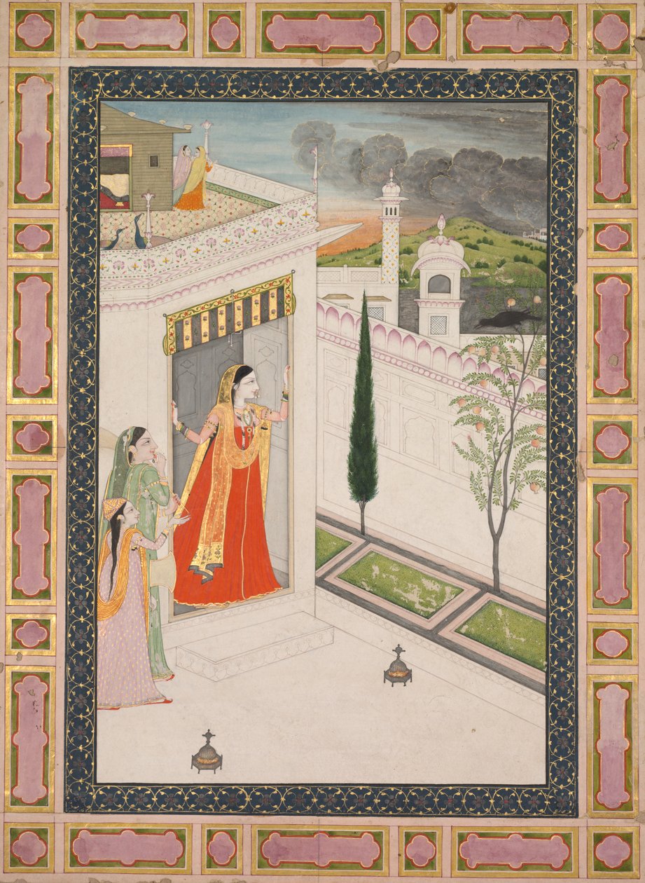 क्रो वासकसज्जा नयिका का अंकन, सी। 1800। द्वारा अज्ञात
