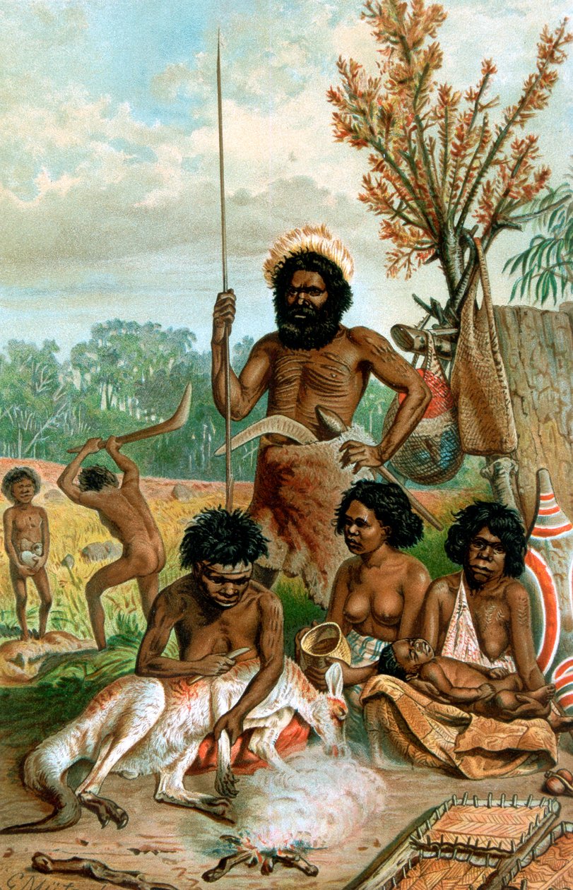 ऑस्ट्रेलियाई आदिवासी एक कंगारू, 1885-1888 में कसाई द्वारा अज्ञात