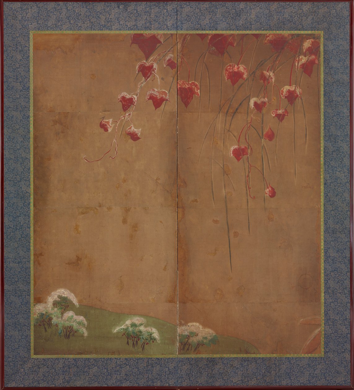 पतझड़ की बेल, दूर के पेड़ और बर्फ, ईदो काल, 1615-1868। द्वारा अज्ञात
