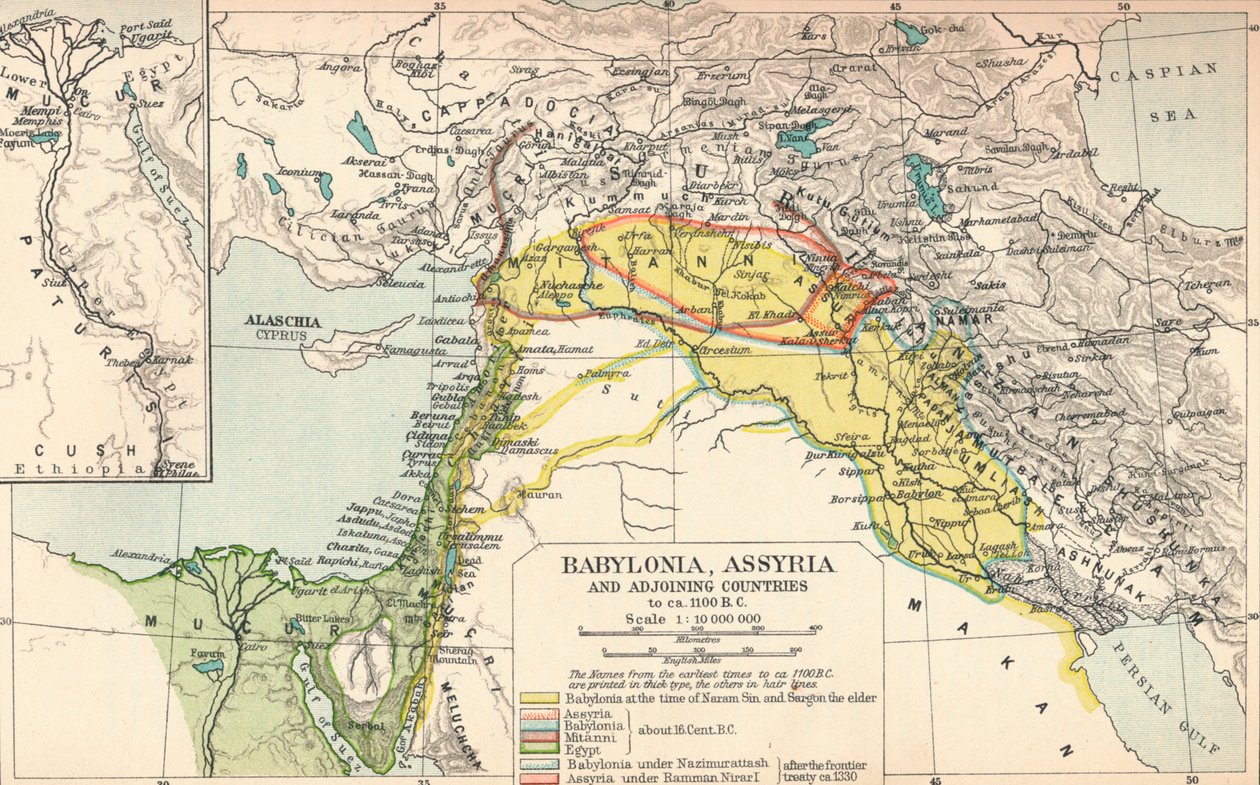 बेबीलोनिया, असीरिया और आस-पास के देश, c1902, 1903 द्वारा अज्ञात