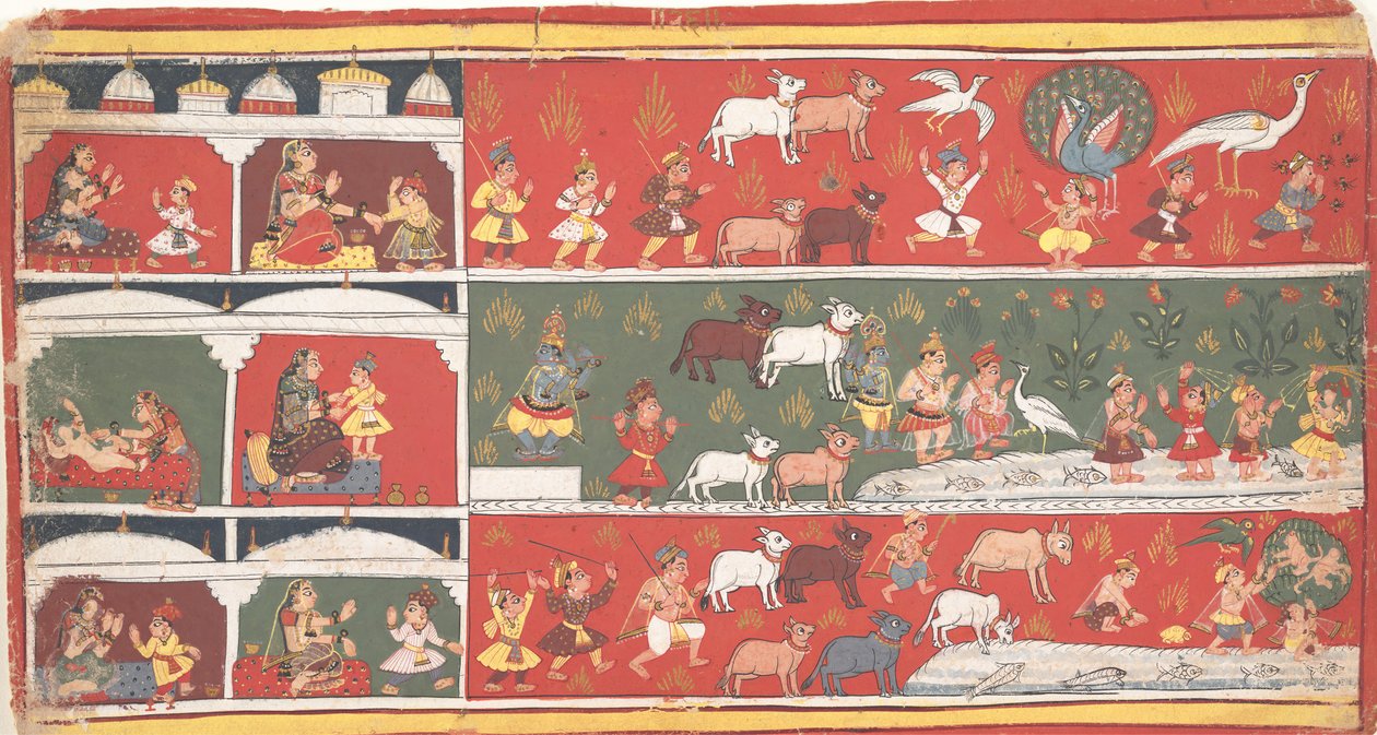 बकासुर, द क्रेन डेमन, अरविंद्स इन ब्रिंदावन ... डिसपायर्ड भागवत पुराण ..., सीए। 1700। द्वारा अज्ञात