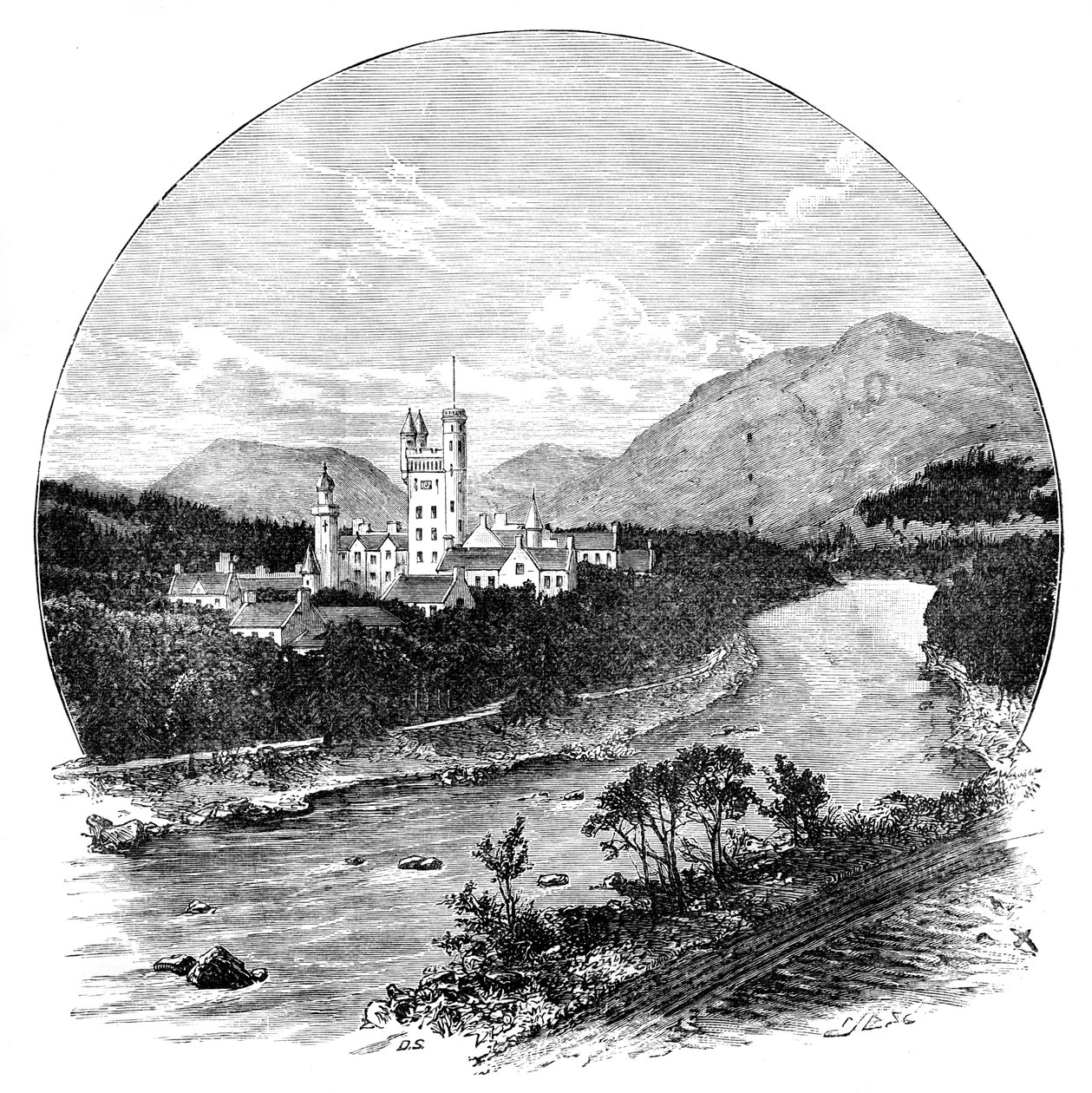 बाल्मोरल कैसल और नदी डी, स्कॉटलैंड, c1888 द्वारा अज्ञात