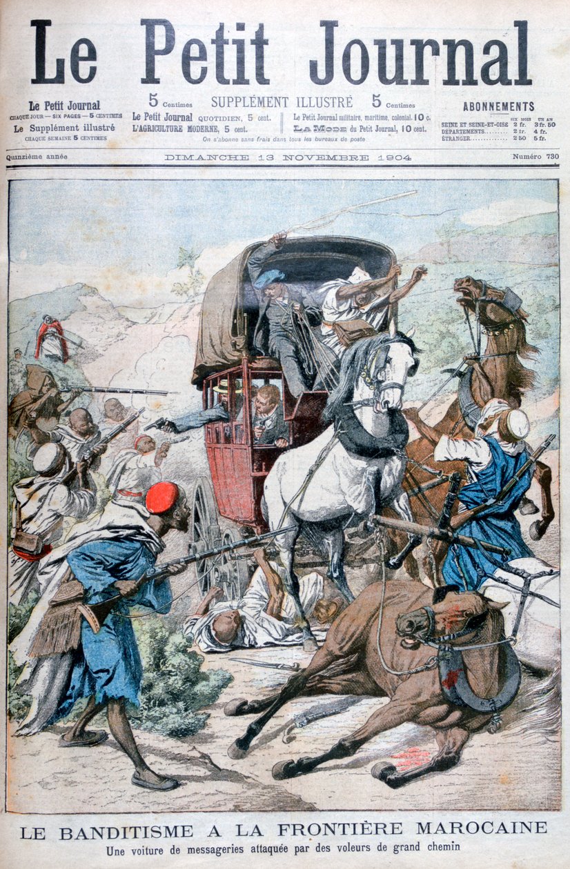 मोरक्को सीमा पर एक मेल कोच पर हमला करने वाले डाकुओं, 1904 द्वारा अज्ञात