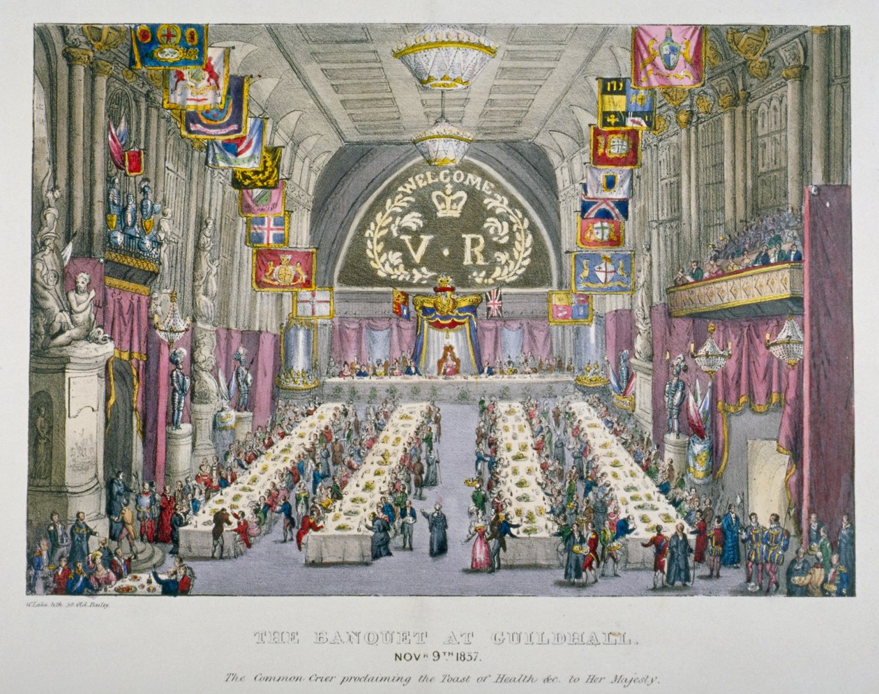 महारानी विक्टोरिया के सम्मान में गिल्डहॉल में भोज, लंदन शहर, 1837 द्वारा अज्ञात