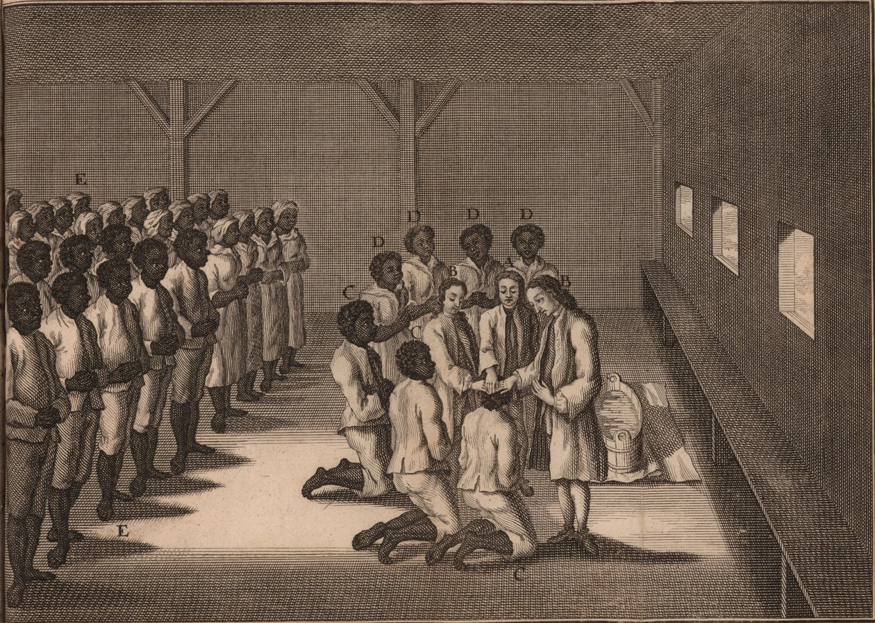 काले दासों का बपतिस्मा, 1757। द्वारा अज्ञात