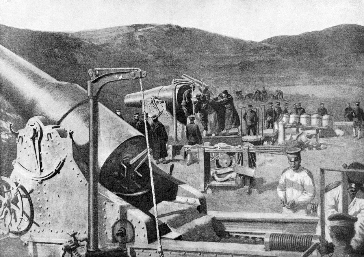 पोर्ट घेरा, रुसो-जापानी युद्ध, 1904-5 में जापानी घेराबंदी बंदूकों की बमबारी द्वारा अज्ञात