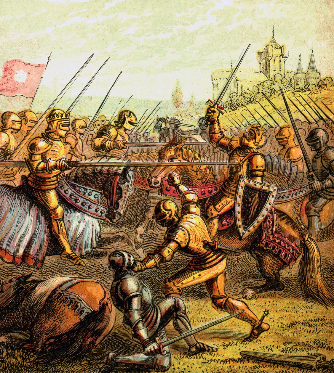 Tewkesbury की लड़ाई, 1471, c1850 द्वारा अज्ञात