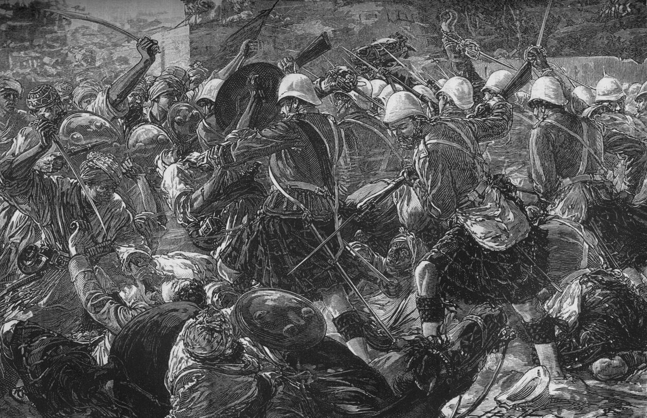 बाबा वली की लड़ाई: द हाईलैंडर्स क्लीयरिंग ए विलेज, c1880 द्वारा अज्ञात