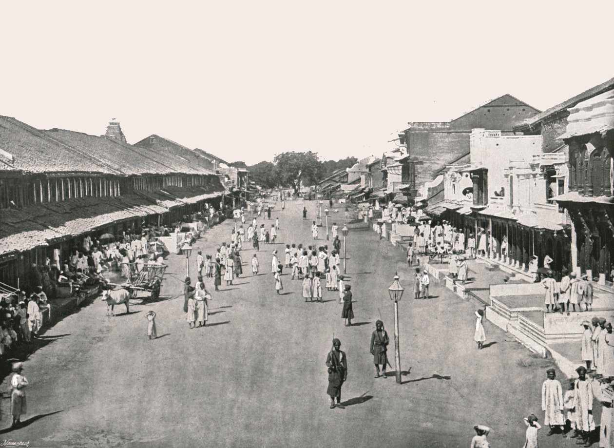 बाजार दृश्य, मूल तिमाही, कलकत्ता, भारत, 1895। द्वारा अज्ञात