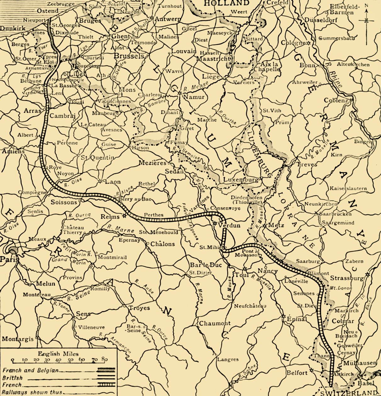 बेल्जियम, ब्रिटिश और फ्रांसीसी पद, प्रथम विश्व युद्ध, 1915, c1920। द्वारा अज्ञात