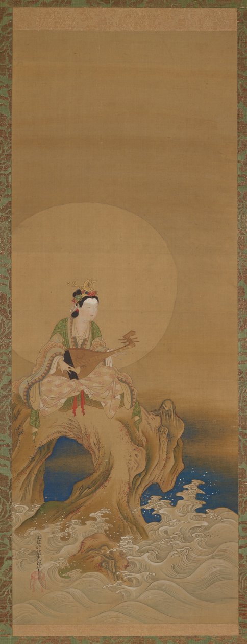 समुद्र के किनारे एक चट्टान पर बेंटेन, ईदो काल, 18वीं शताब्दी। द्वारा अज्ञात