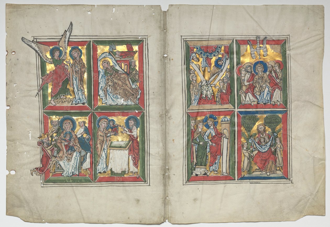 1230-1240 ईसा मसीह के जीवन से दृश्यों के साथ बिफोलिया। द्वारा अज्ञात
