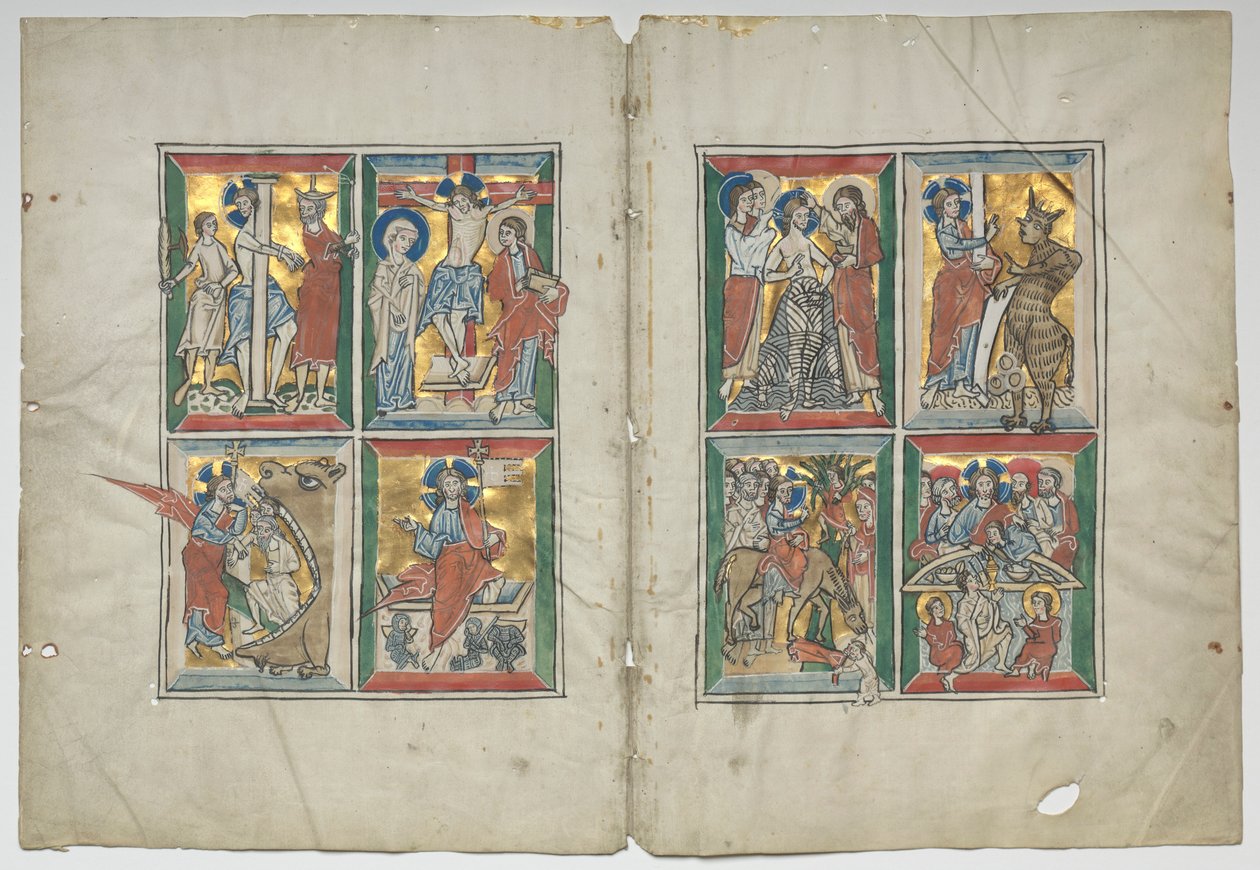 ईसा मसीह के जीवन से दृश्यों के साथ बिफोलियो, 1230-1240। द्वारा अज्ञात
