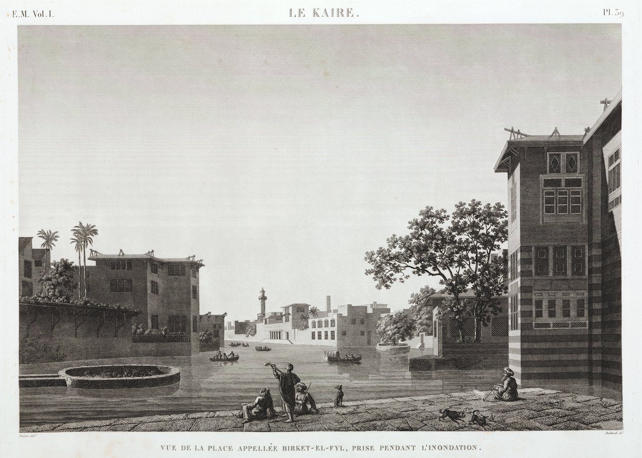 बिर्केट-अल-फिल, काहिरा, मिस्र, बाढ़ के दौरान, c 1798 द्वारा अज्ञात