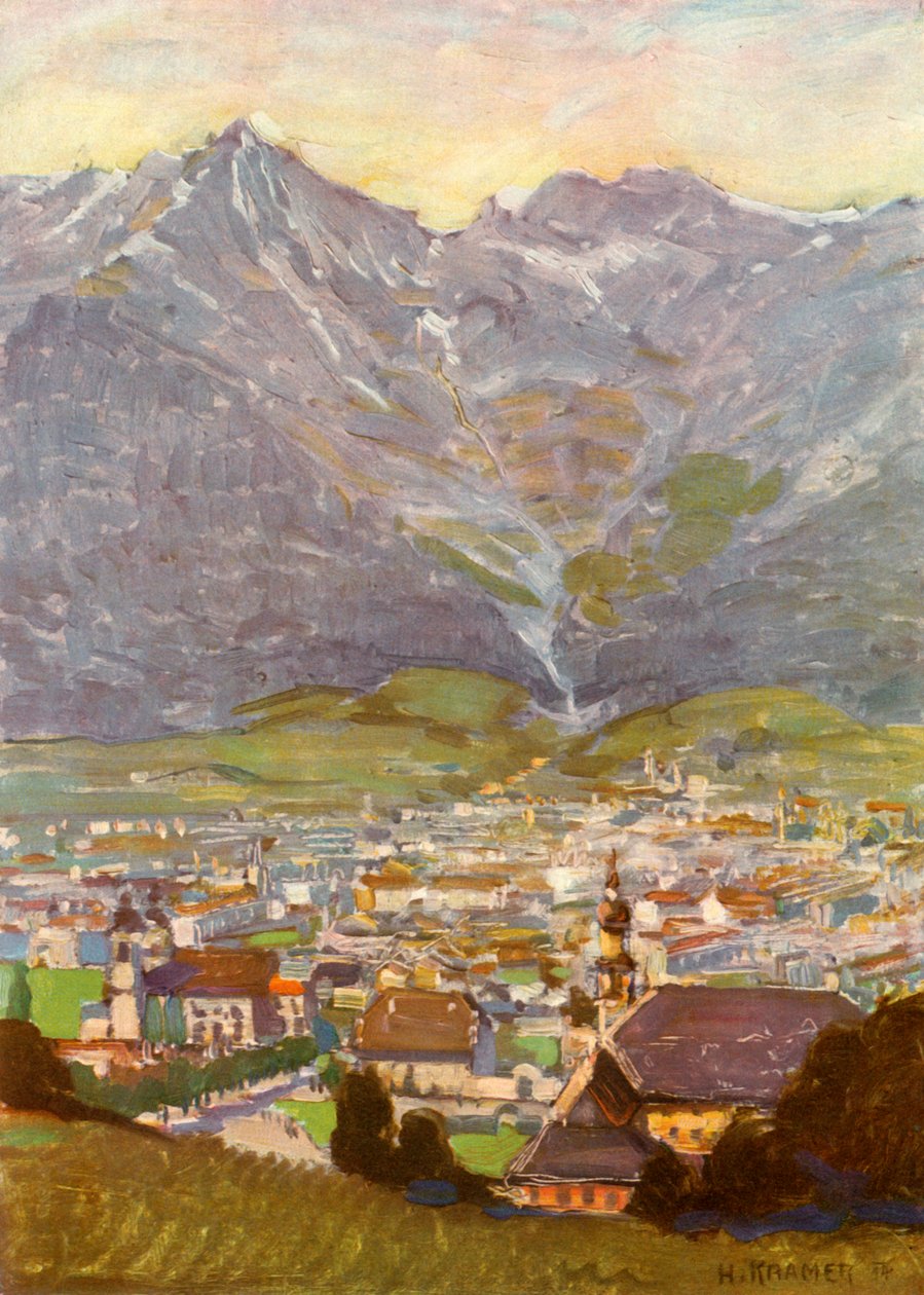 इंसब्रुक पर माउंट इसेल से देखें, इंसब्रुक के बर्गिसल से देखें, c1929। द्वारा अज्ञात